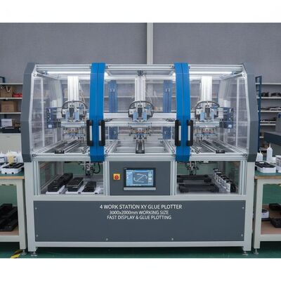 4 Arbeitsplatz XY Klebeplotter mit Arbeitsgröße 3000x2000mm für Anwendungen mit Heißschmelz- und Kaltkleber