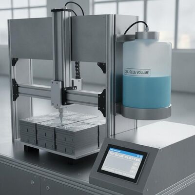 XY-Klebeplotter, CNC-Klebemaschine mit 20 l Leimvolumen, 840 mm Stapelhöhe und Heißschmelz-Kaltleim in einem Arbeitsgang